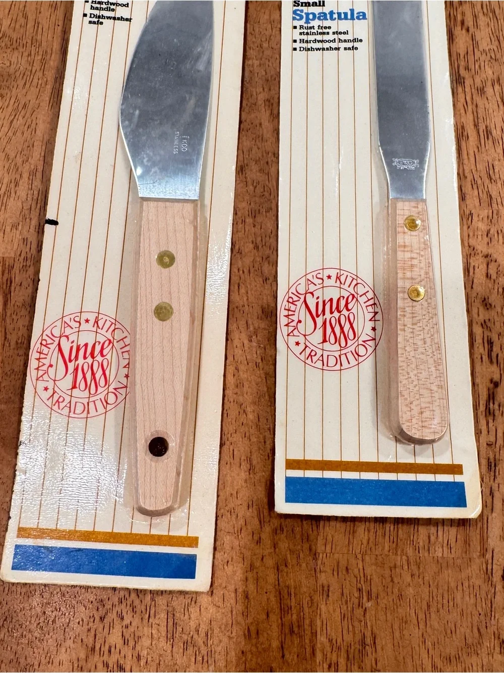 New Ekco Stainless Steel Spreader Spatula Wood Handle Set of 2 Deadstock Vtg